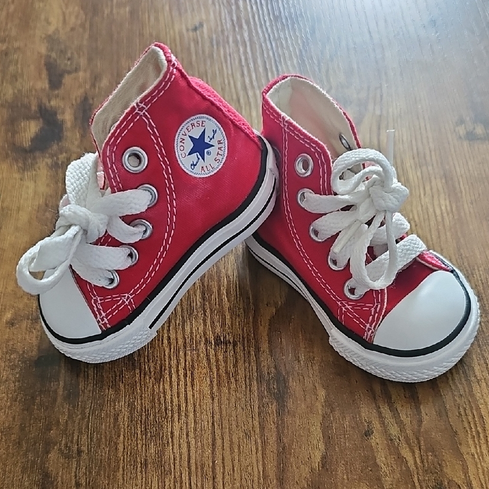 Converse Red and White High-Top Sneakers
